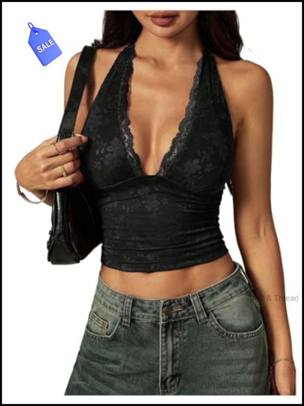 Y2K Lace Halter Crop Top Sleeveless Tie Back Backless Ruched High Stretch